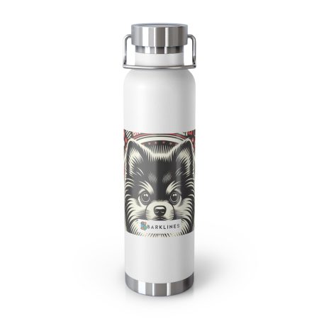 Pomeranian - 22 oz. Copper Vacuum Insulated Bottle  - By Rufus Pawsley